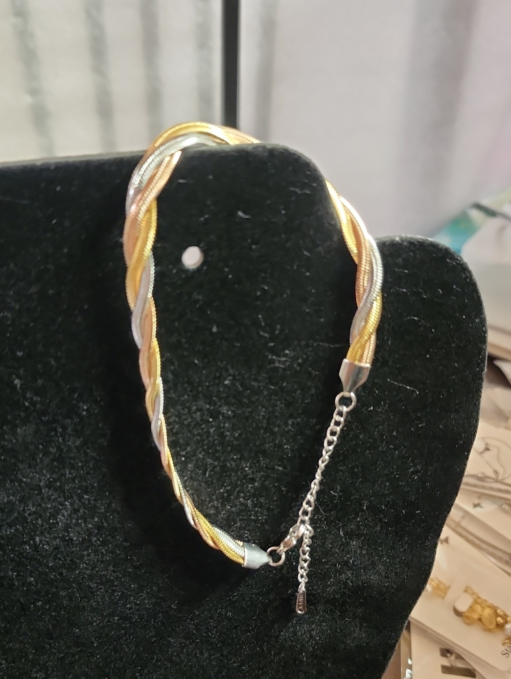 Anklet Tri-Tone Twisted Chain Anklet - Gold, Silver, Rose Gold 10" New - Picture 4 of 5